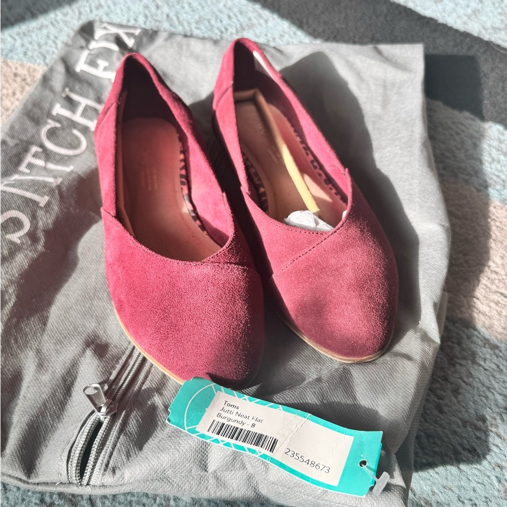 Toms Women's Flats in Deep Red Suede
